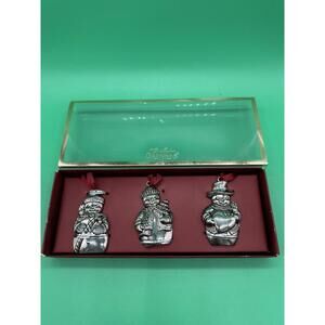 Gorham Silver Plated Snowmen Snowman Christmas Ornament Set Of 3 Never Used
